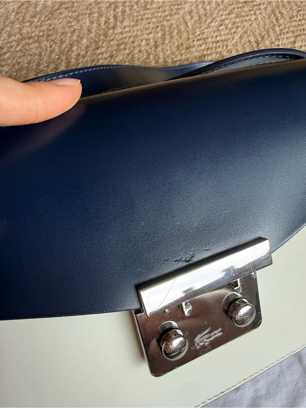 Lacoste LIVE Navy & White Crossbody Bag with Tassel